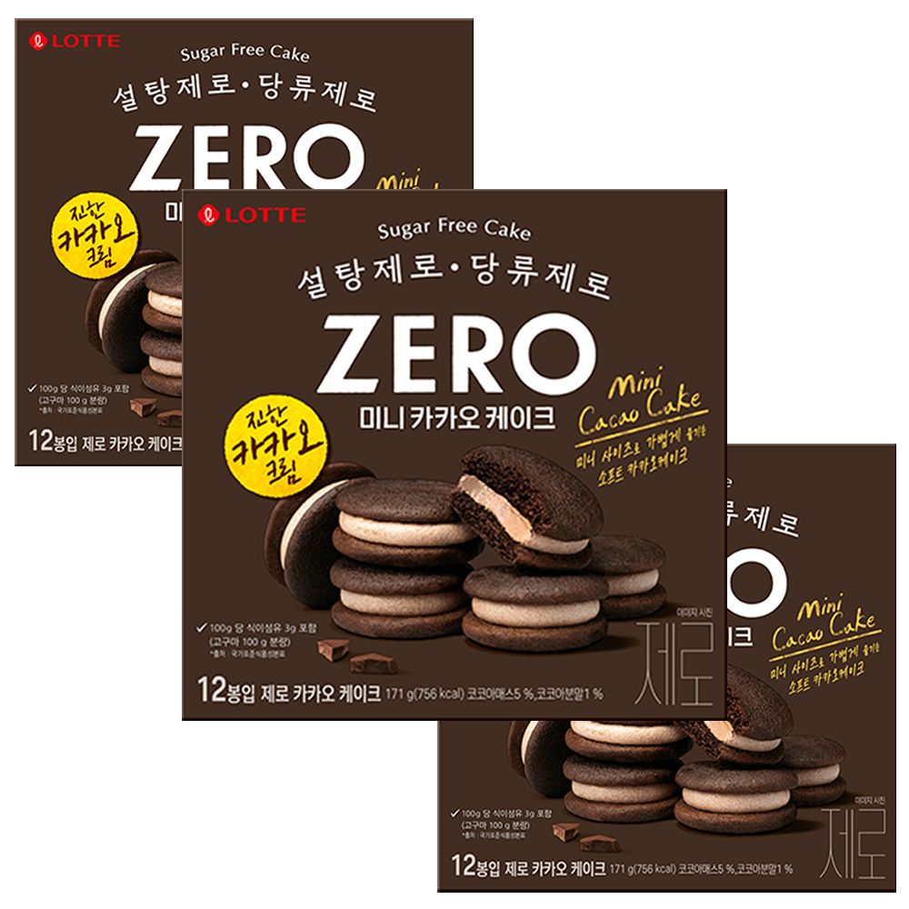 롯데 제로 카카오케이크 171g x 3개