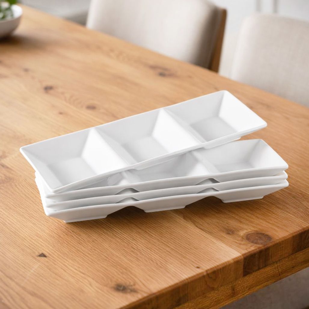 본차이나 3칸 사각 나눔찬기 4P세트