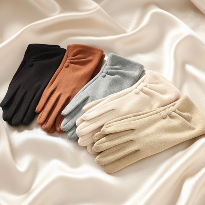 프리미엄 벨벳 스웨이드 3버튼 기모 방한 터치 장갑