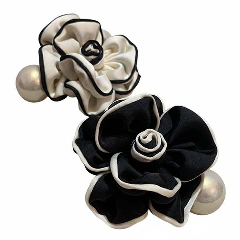 클래식 샤느와르 까멜리아 왕진주 포인트 헤어 자동핀