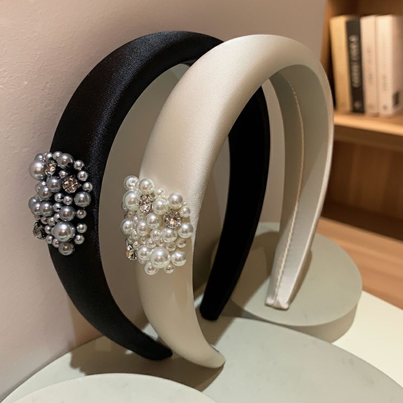 실크 사틴 오드 펄 진주 볼륨 쥬얼리 로맨틱 헤어 밴드