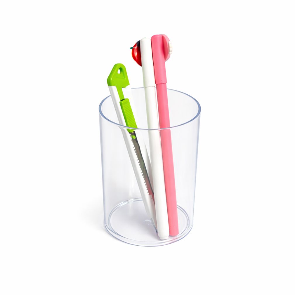 원형 투명 펜꽂이 책상 사무실 연필 꽂이 거치대